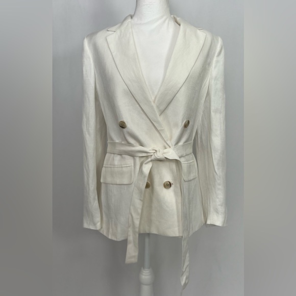 NEW / Double-breasted blazer-jacket in Chelsea linen-cupro blend / B002 - Picture 4 of 7